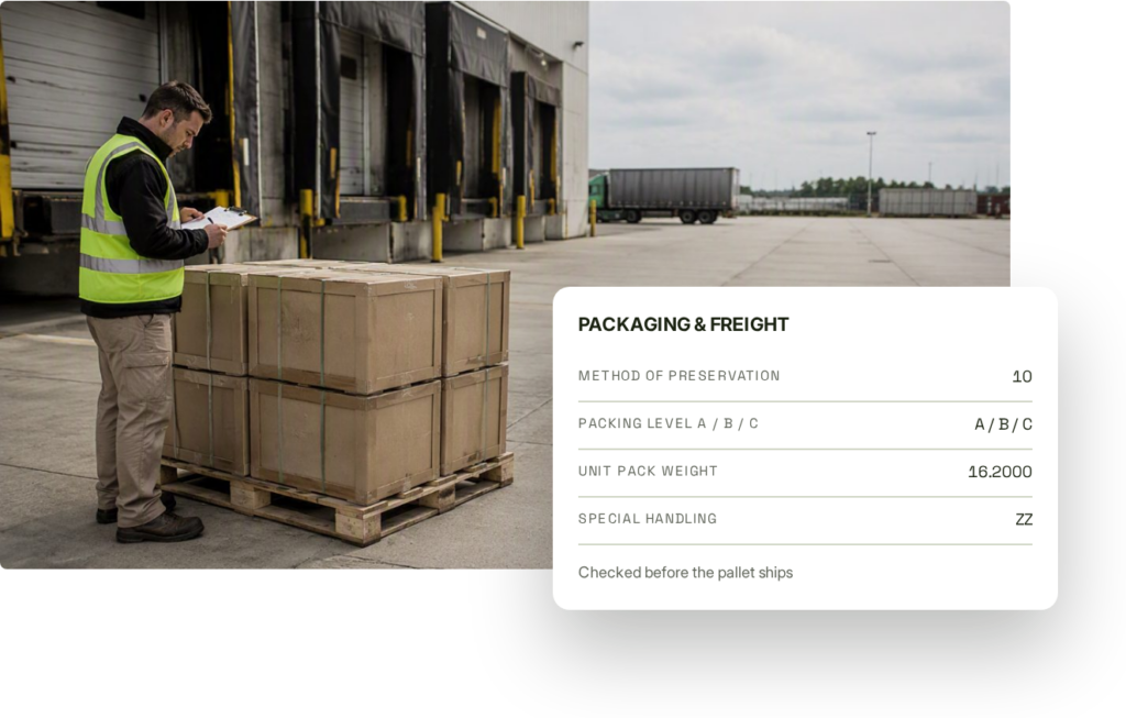 Logistics worker checking shipment item data from OpenFLIS