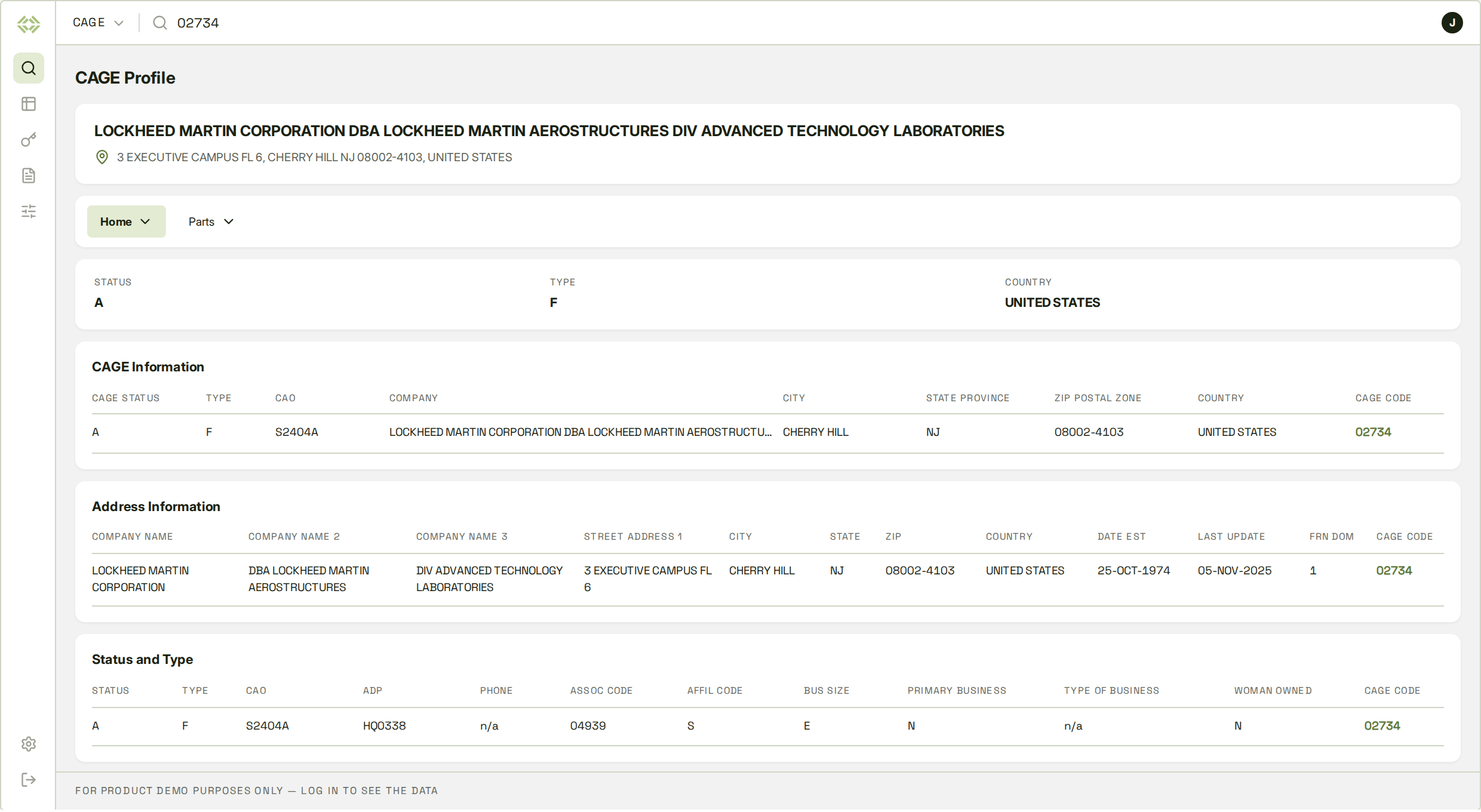 OpenFLIS CAGE code profile with company details